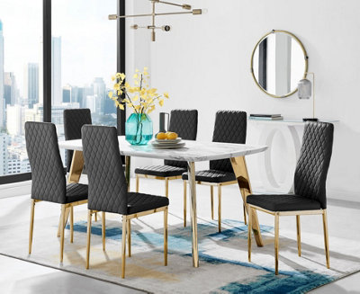 Black and gold marble dining deals table