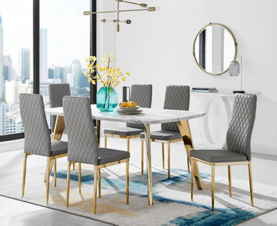 Grey and gold dining deals table set