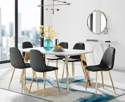 Marble look table online and chairs