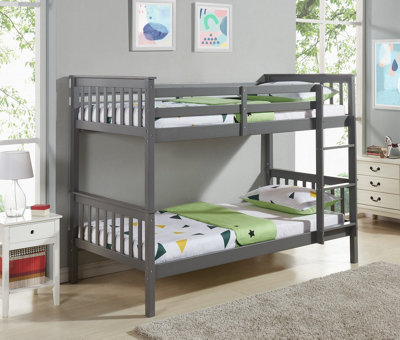 Andromeda Bunk Bed Single Kids Bed Frame, Grey 