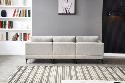 ANEK 3 Seater Grey Fabric Sofa and Pillows