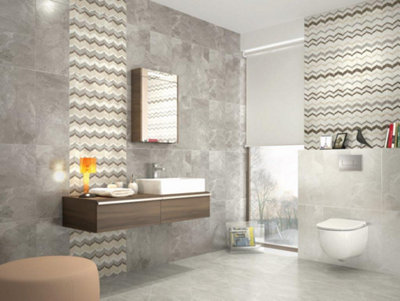 Anemon Grey Matt Stone Effect 100mm x 100mm Rectified Ceramic Wall Tile SAMPLE