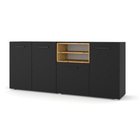 Anette C Sideboard Cabinet in Black and Oak Artisan 1980mm x 440mm x 860mm