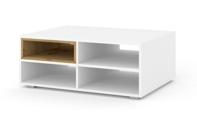 Anette M Artisan Oak & White Matte Coffee Table - Industrial Loft Style - 700mm x 370 mm x 940mm