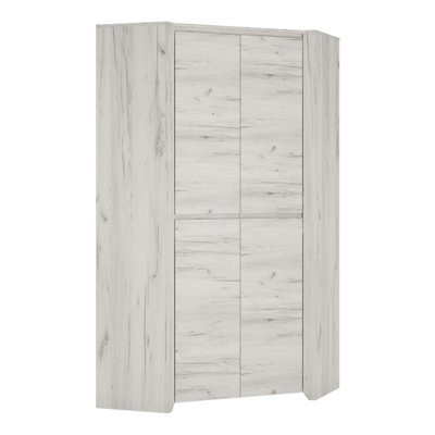 Angel Corner Fitted Wardrobe in White Craft Oak DIY at B Q