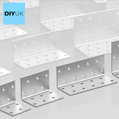 Angle Bracket Size: 60x60x100x2mm ( Pack of: 10 ) Heavy Duty Galvanised Steel Corner Brackets - 5