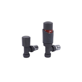 Angle Thermostatic Radiator valve & lockshield(Grey) Buy 1 set get 2 sets