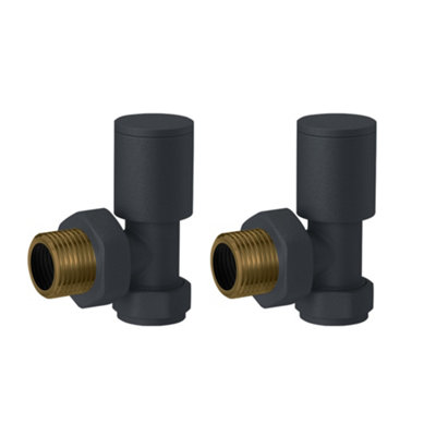 Angled Anthracite Radiator Valves (Round)