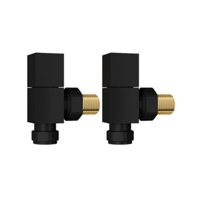 Angled Black Radiator Valves (Square)