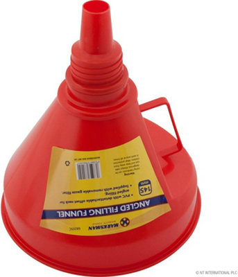 Angled Filling Funnel Handle Red Plastic Lightweight Oil Filling Durable 145mm