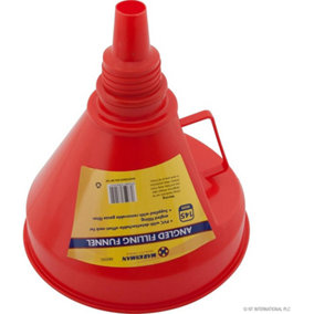 Angled Filling Funnel Handle Red Plastic Lightweight Oil Filling Durable 145mm