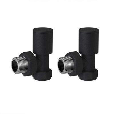 Angled Matt Black Heated Towel Rail Radiator Valves High Quality