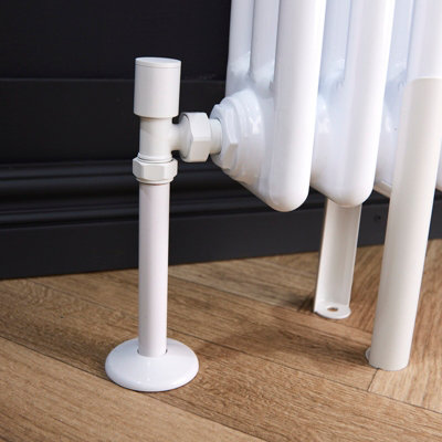 Angled Round Manual Radiator Valve Pack 15mm x 1/2 inch Matt White Finish