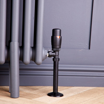 Angled Round Thermostatic Radiator Valve & Lockshield 15mm x 1/2 inch ...