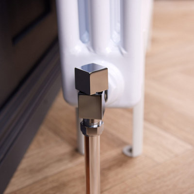 Angled Square Manual Radiator Valve Pack 15mm x 1/2 inch Chrome Finish
