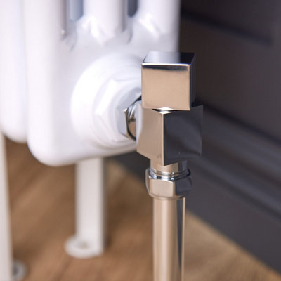 Angled Square Manual Radiator Valve Pack 15mm x 1/2 inch Chrome Finish