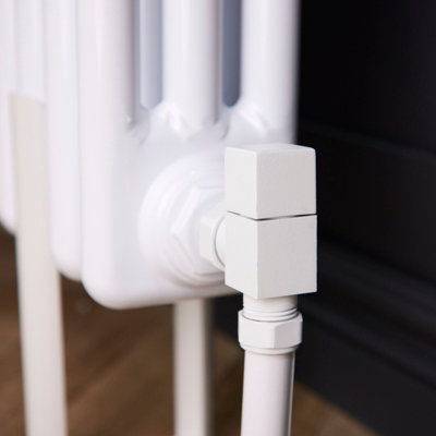 Angled Square Manual Radiator Valve Pack 15mm x 1/2 inch Matt White Finish