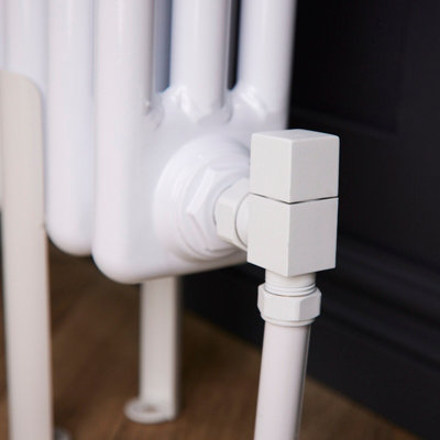 Angled Square Manual Radiator Valve Pack 15mm x 1/2 inch Matt White Finish