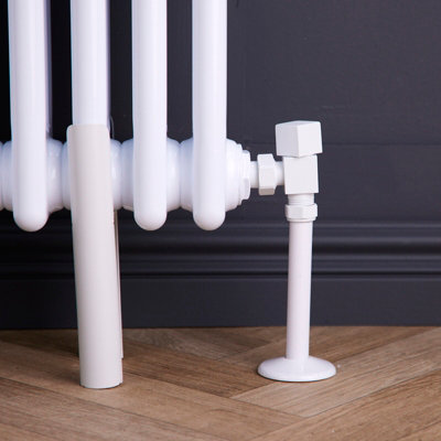 Angled Square Manual Radiator Valve Pack 15mm x 1/2 inch Matt White Finish