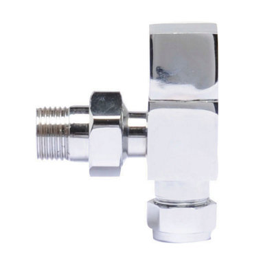 Angled Square Radiator Valves, Sold in Pairs - Chrome