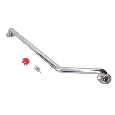 Angled Stainless Steel Grab bar Handle Support Rail Disability Aid 250mm x 590mm 1pk Price Comparisons | Compare The Build