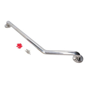 Angled Stainless Steel Grab bar Handle Support Rail Disability Aid 250mm x 590mm 1pk
