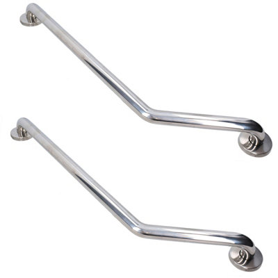 Angled Stainless Steel Grab bar Handle Support Rail Disability Aid 250mm x 590mm 2pk Price Comparisons | Compare The Build