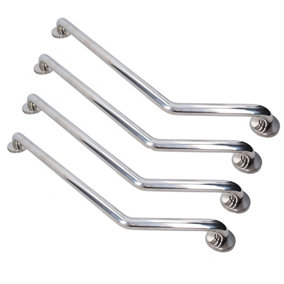 Angled Stainless Steel Grab bar Handle Support Rail Disability Aid 250mm x 590mm 4pk