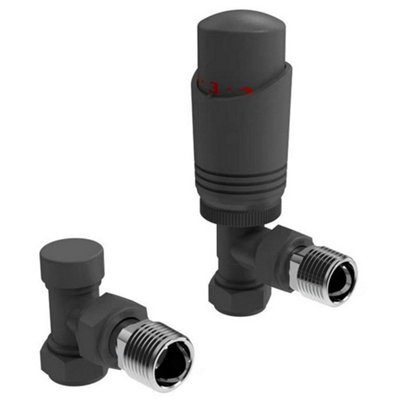 Angled Thermostatic Radiator Valve Pack Anthracite