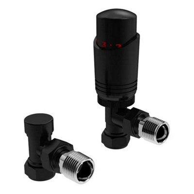 Angled Thermostatic Radiator Valve Pack  Black