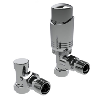 Angled Thermostatic Radiator Valve Pack Chrome