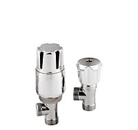 Angled Thermostatic Radiator Valves, Sold in Pairs - Chrome - Balterley