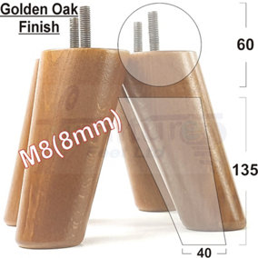 Angled Wood Furniture Feet 135mm High Golden Oak Replacement Furniture Legs Set Of 4 Sofa Chairs Stools M8
