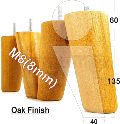 Angled Wood Furniture Feet 135mm High Oak Replacement Furniture Legs Set Of 4 Sofa Chairs Stools M8