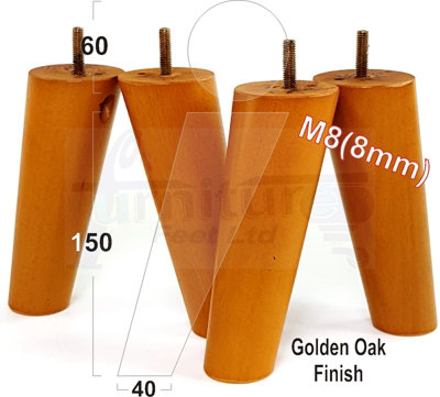 Angled Wood Furniture Feet 150mm Golden Oak High Replacement Furniture