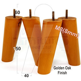 Angled Wood Furniture Feet 150mm Golden Oak High Replacement Furniture Legs Set Of 4 Sofa Chairs Stools M8