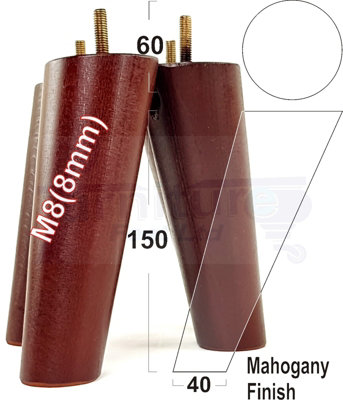 Angled Wood Furniture Feet 150mm High Mahogany Replacement Furniture Legs Set Of 4 Sofa Chairs Stools M8