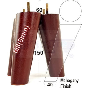 Angled Wood Furniture Feet 150mm High Mahogany Replacement Furniture Legs Set Of 4 Sofa Chairs Stools M8