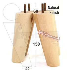 Angled Wood Furniture Feet 150mm High Natural Replacement Furniture Legs Set Of 4 Sofa Chairs Stools M8