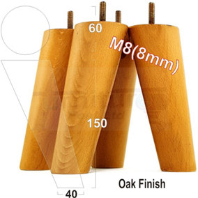 Angled Wood Furniture Feet 150mm High Oak Replacement Furniture Legs Set Of 4 Sofa Chairs Stools M8