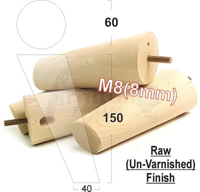 Angled Wood Furniture Feet 150mm High Raw Replacement Furniture Legs Set Of 4 Sofa Chairs Stools M8