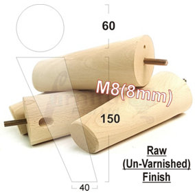 Angled Wood Furniture Feet 150mm High Raw Replacement Furniture Legs Set Of 4 Sofa Chairs Stools M8
