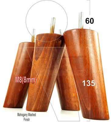Angled Wood Legs Mahogany Washed 135mm High Set Of 4 Replacement Furniture Feet Sette Chairs Sofa M8