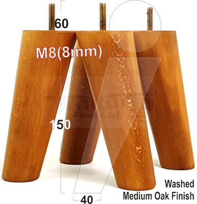 Angled Wood Sofa Legs Medium Oak Washed 150mm High Set Of 4 Replacement