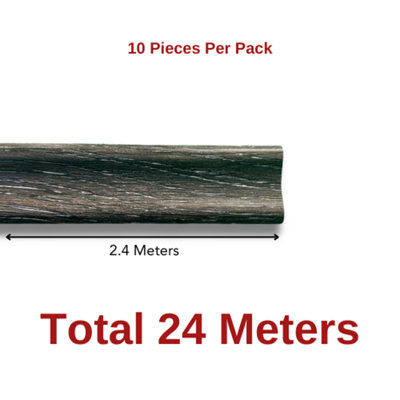 Anglo Flooring Anthracite, Charcoal Black Laminate Beading Scotia Edge Trim - 2.4M x 10 Total 24M