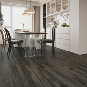 Anglo Flooring Classics Midnight Sky, Black Charcoal Wood Plank Oak Effect Laminate Flooring, 8mm, 2.41m²