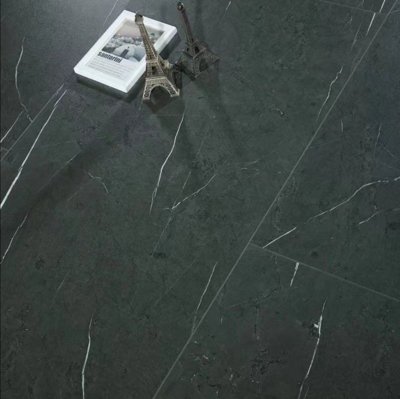 Anglo Flooring Marbra Vintage Black Gloss Marble Tile Effect Plank Laminate Flooring, 8mm, 2.19m²