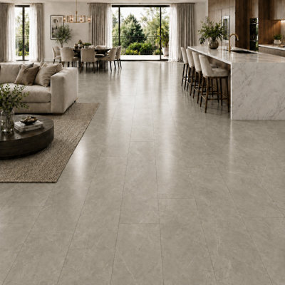 Anglo Flooring Marbra Washed Stone, Gloss Grey Marble Tile Effect ...