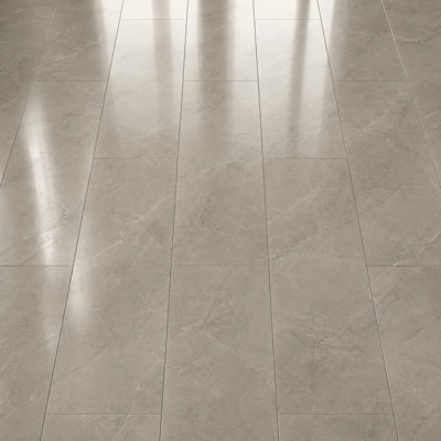 Anglo Flooring Marbra Washed Stone, Gloss Grey Marble Tile Effect ...