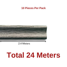 Anglo Flooring Steel Grey, Dark Grey Laminate Beading Scotia Edge Trim - 2.4M x 10 Total 24M